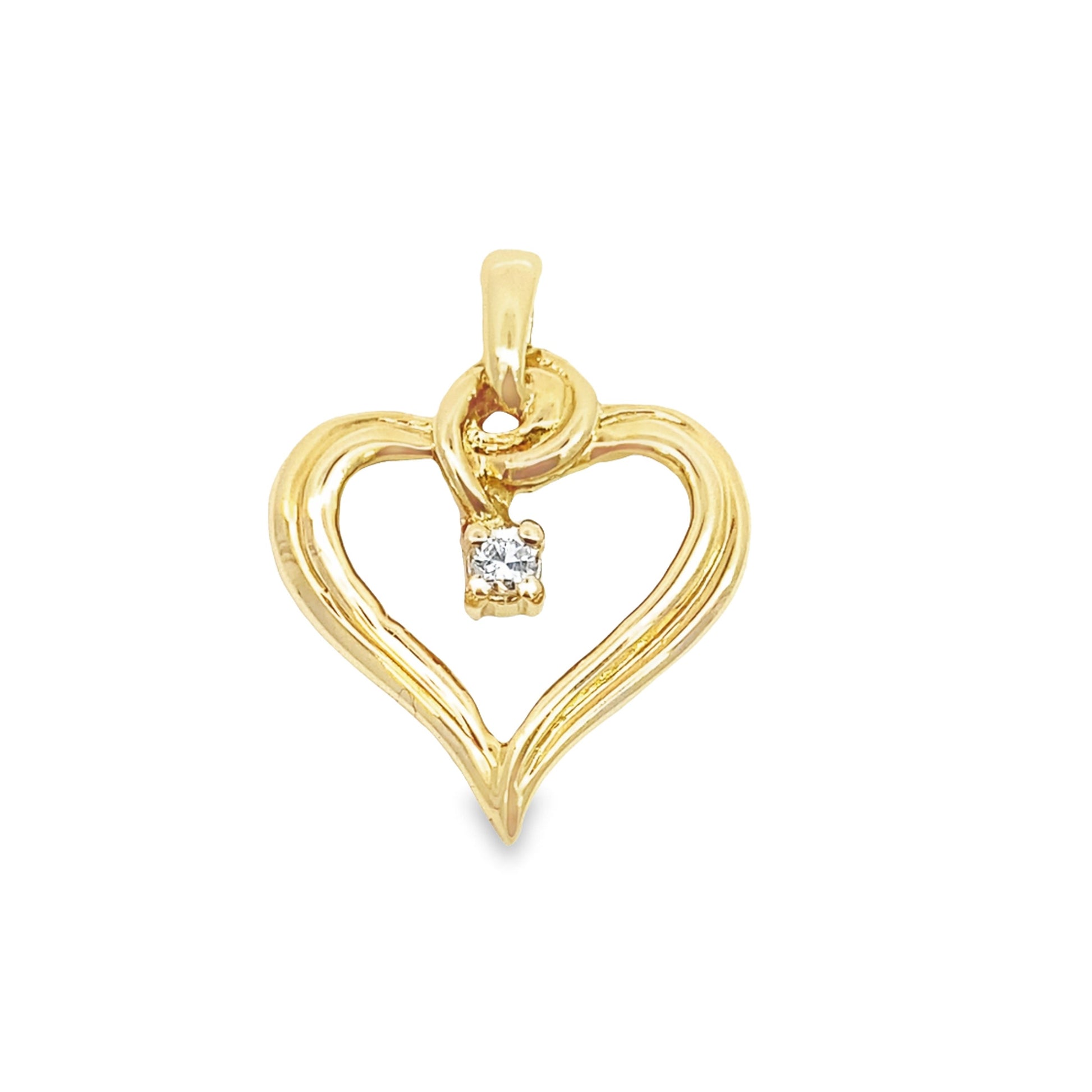 10K Yellow Gold Diamond Heart Pendant 0.9Dwt