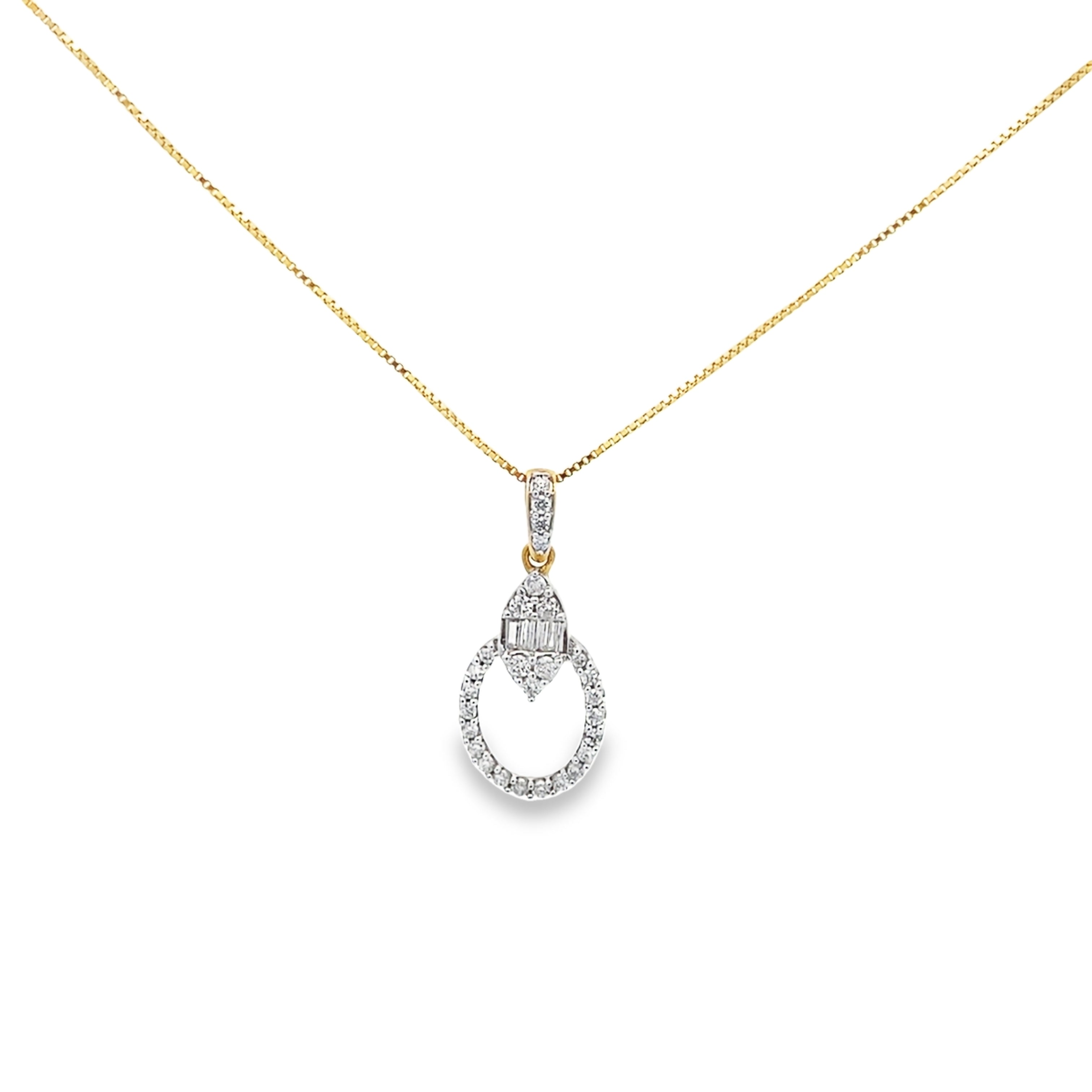 0.25Ctw 10K Yellow Gold Diamond Pendant Necklace 18In 1.1Dwt