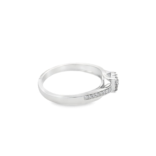 0.25Ctw 10K White Gold Diamond Engagement Ring Size 7 1.2Dwt