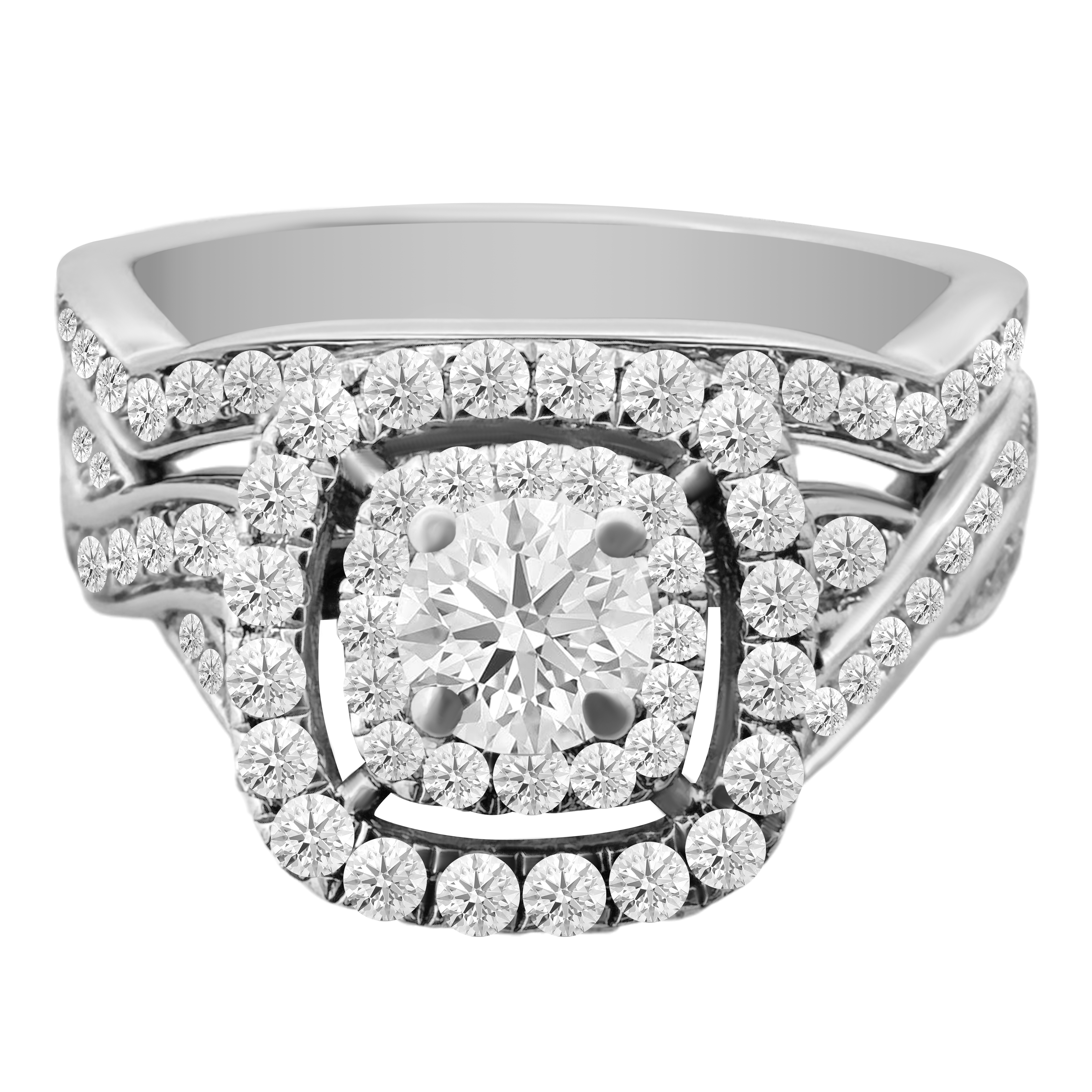 1.00Ctw 14K White Gold Diamond Wedding Set Size 7 3.2Dwt