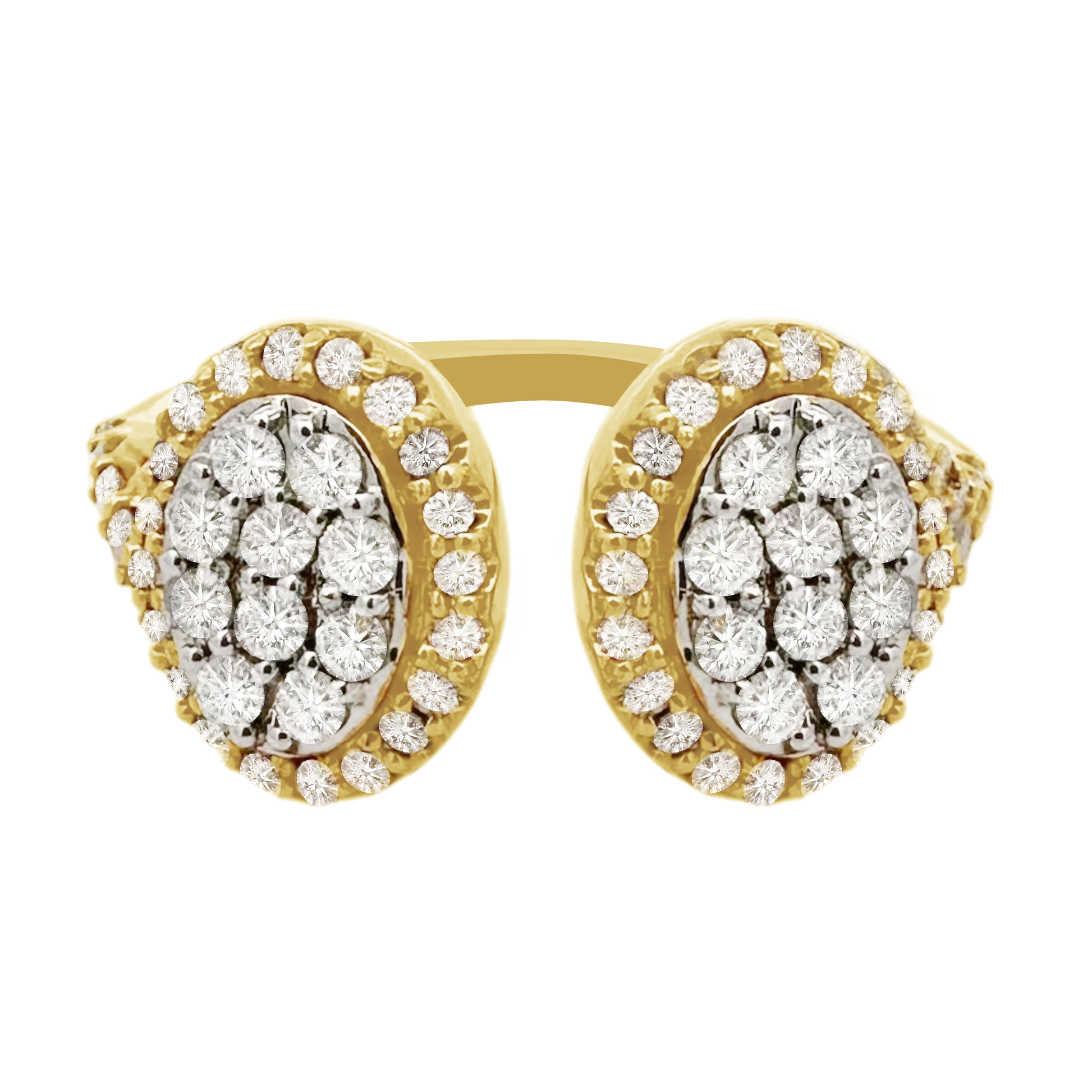0.80Ctw 10K Two Tone Double Oval Diamond  Fashion Ring Size 7 2.2Dwt