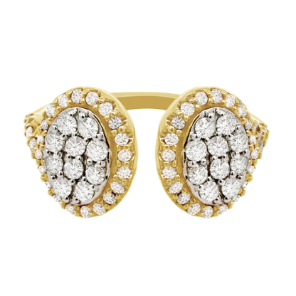 0.80Ctw 10K Two Tone Double Oval Diamond  Fashion Ring Size 7 2.2Dwt
