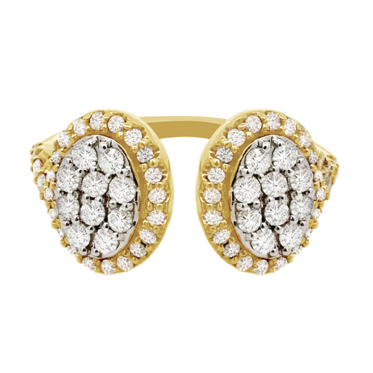 0.80Ctw 10K Two Tone Double Oval Diamond  Fashion Ring Size 7 2.2Dwt