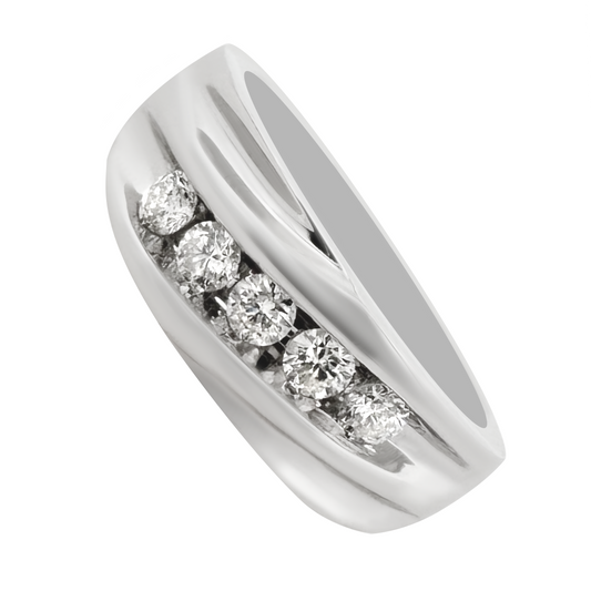 0.50Ctw 14K White Gold Diamond Wedding Band Mens Size 10 3.1Dwt