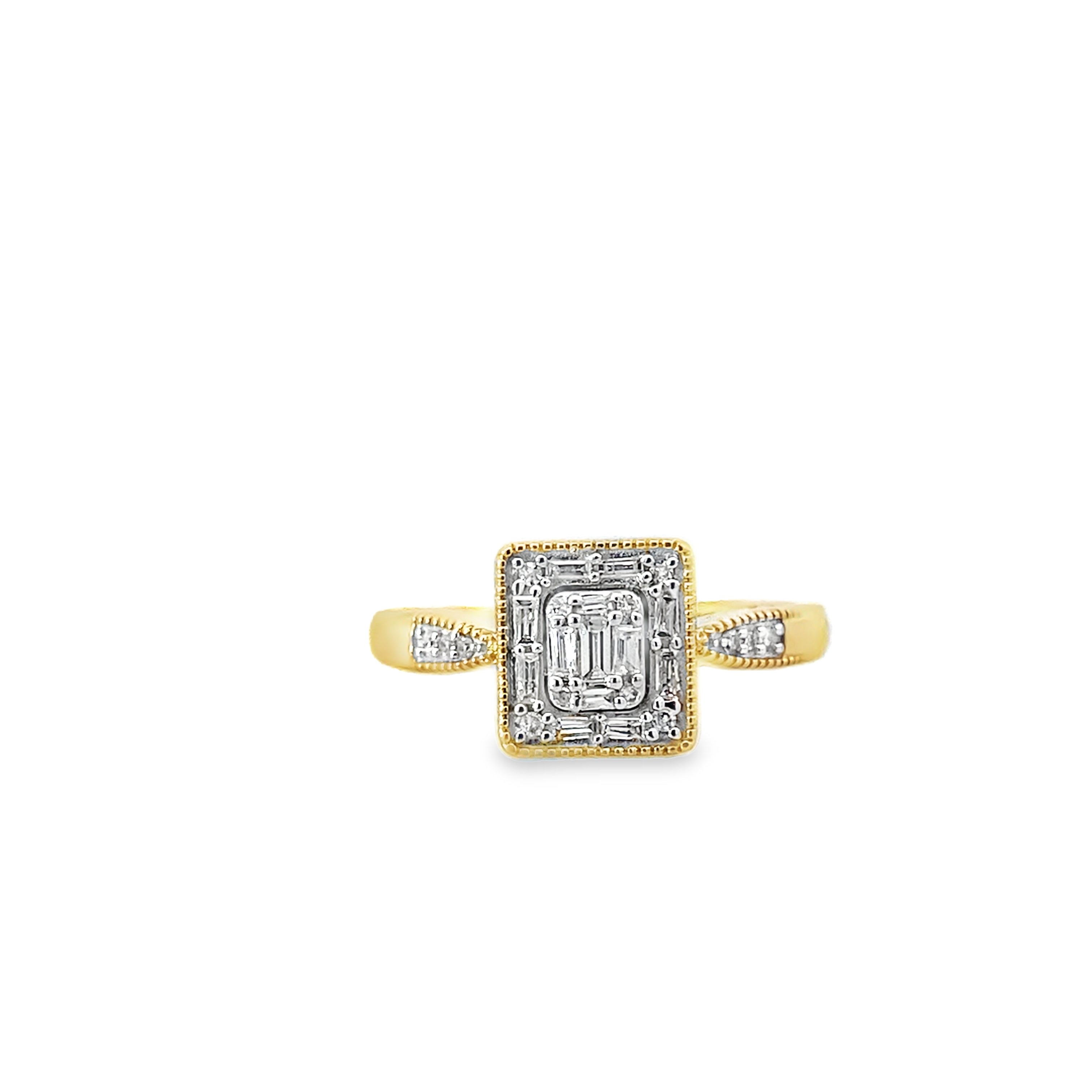 0.25Ctw 14K Yellow Gold Diamond Fashion Ring Size 7 1.9Dwt
