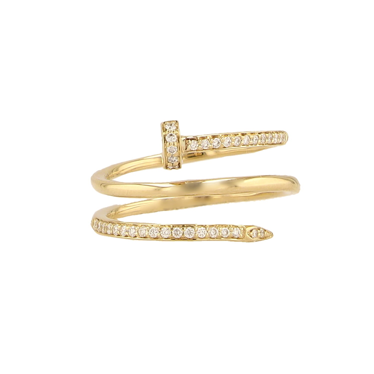 0.18Ctw 14K Yellow Gold Diamond Nail Ring Size 7 2.4Dwt
