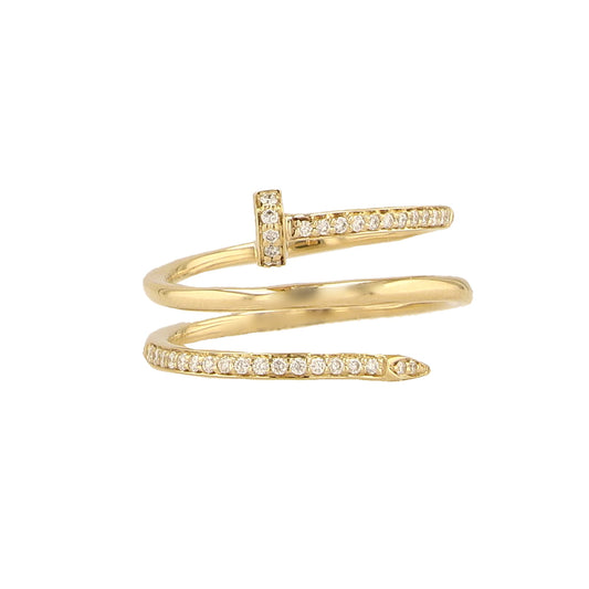 0.18Ctw 14K Yellow Gold Diamond Nail Ring Size 7 2.4Dwt