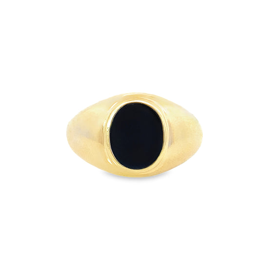 10K Yellow Gold Onyx Fashion Ring Mens Size 12 3.5Dwt