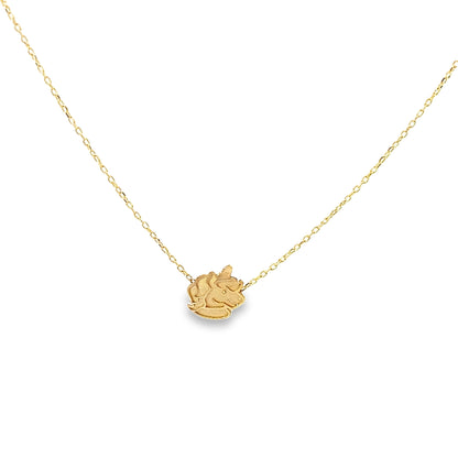 14K Yellow Gold Unicorn Pendant Necklace 18In