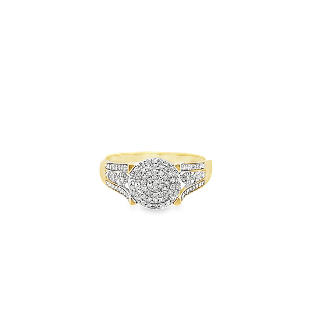 0.20Ctw 10K Yellow Gold Rd Diamond Lds Fashion  Ring Size 7 1.2Dwt
