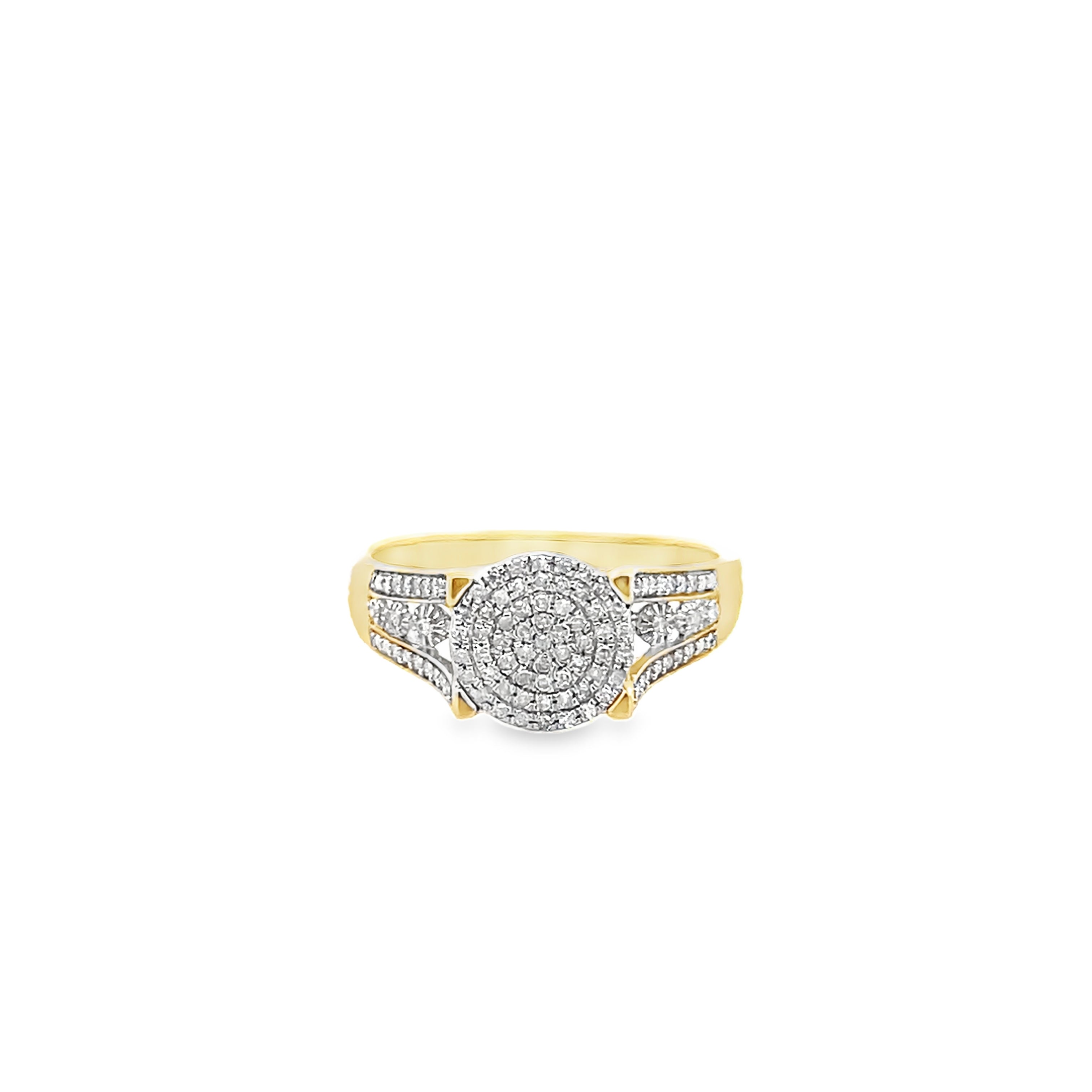0.20Ctw 10K Yellow Gold Rd Diamond Lds Fashion  Ring Size 7 1.2Dwt