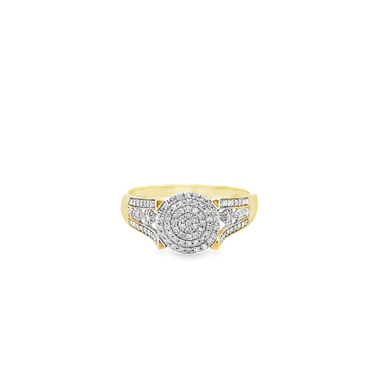 0.20Ctw 10K Yellow Gold Rd Diamond Lds Fashion  Ring Size 7 1.2Dwt