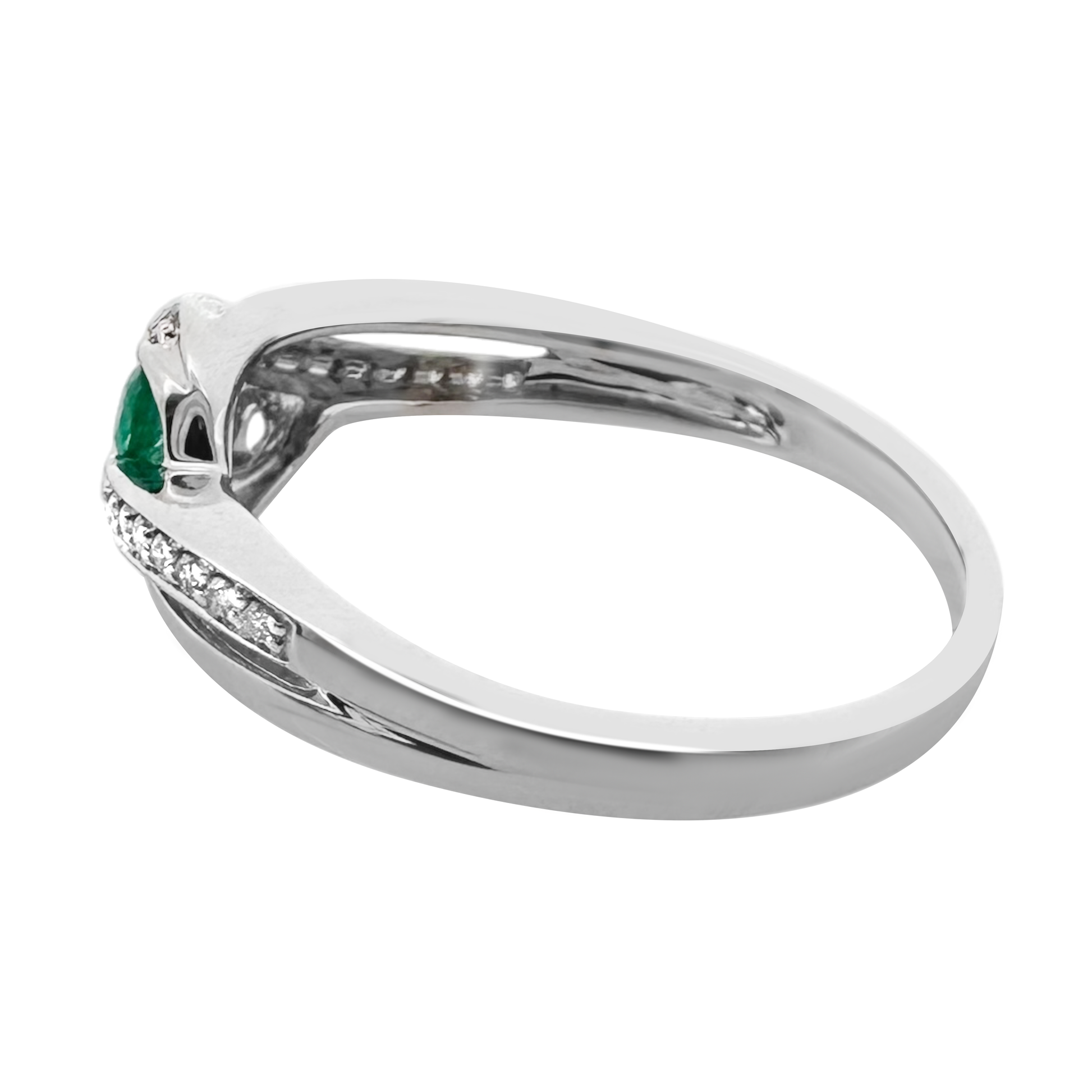 0.20Emrd 0.11 Dird 14K White Gold Emerald & Dia Ring Size 7 1.7Dwt