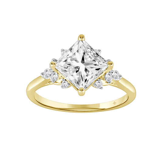 2.50Ctw 14K Yellow Gold Princess Cut Lab Grown Diamond Solitaire Bridal Set Size  7 3.1Dwt