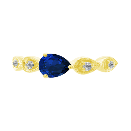 0.03Ct Dia 0.18Ct Bs 14K Yellow Gold Sapphire  & Dia Fashion Ring Size 7 1.0Dwt