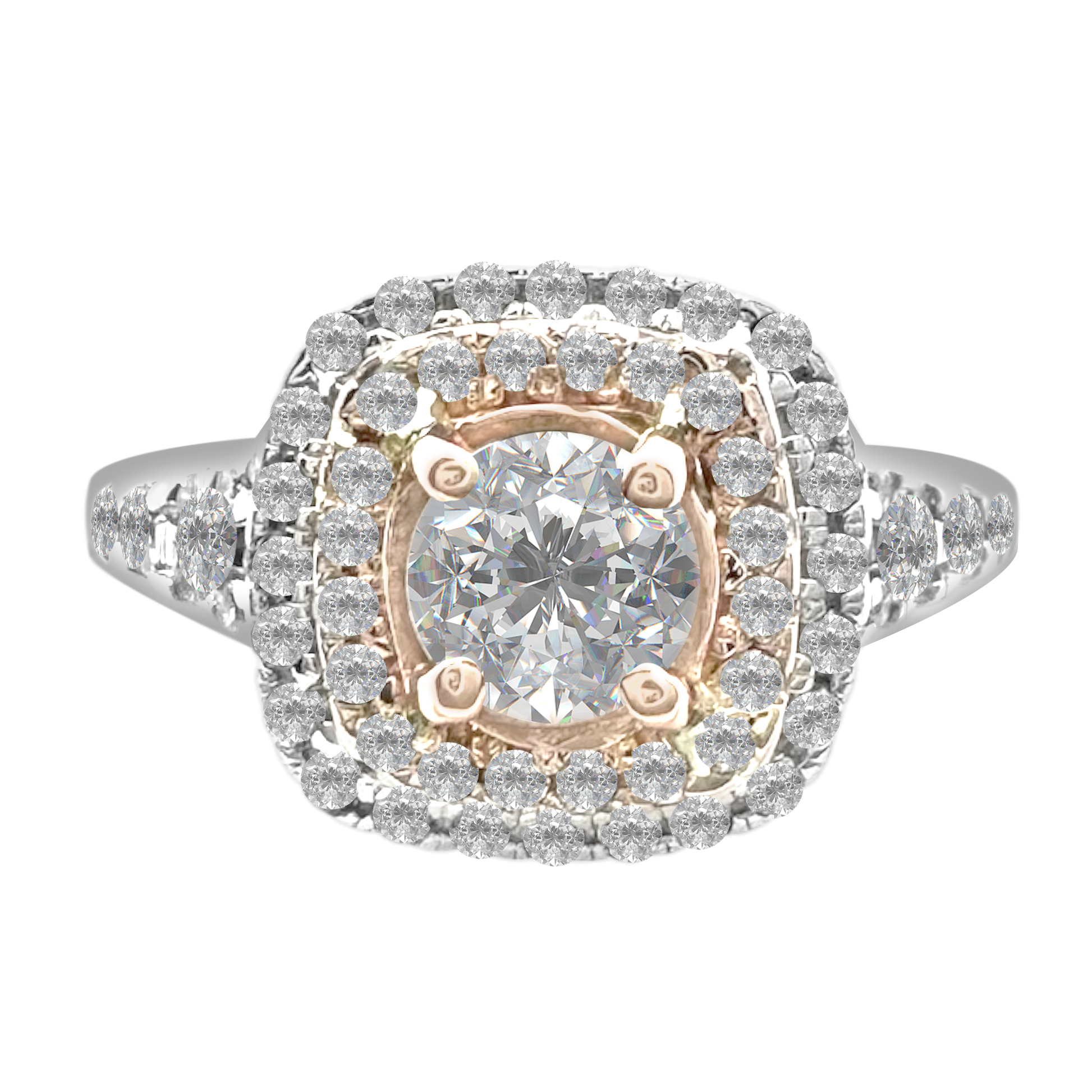 14K Two Tone Gold Diamond Engagement Ring Size 6 2.6Dwt