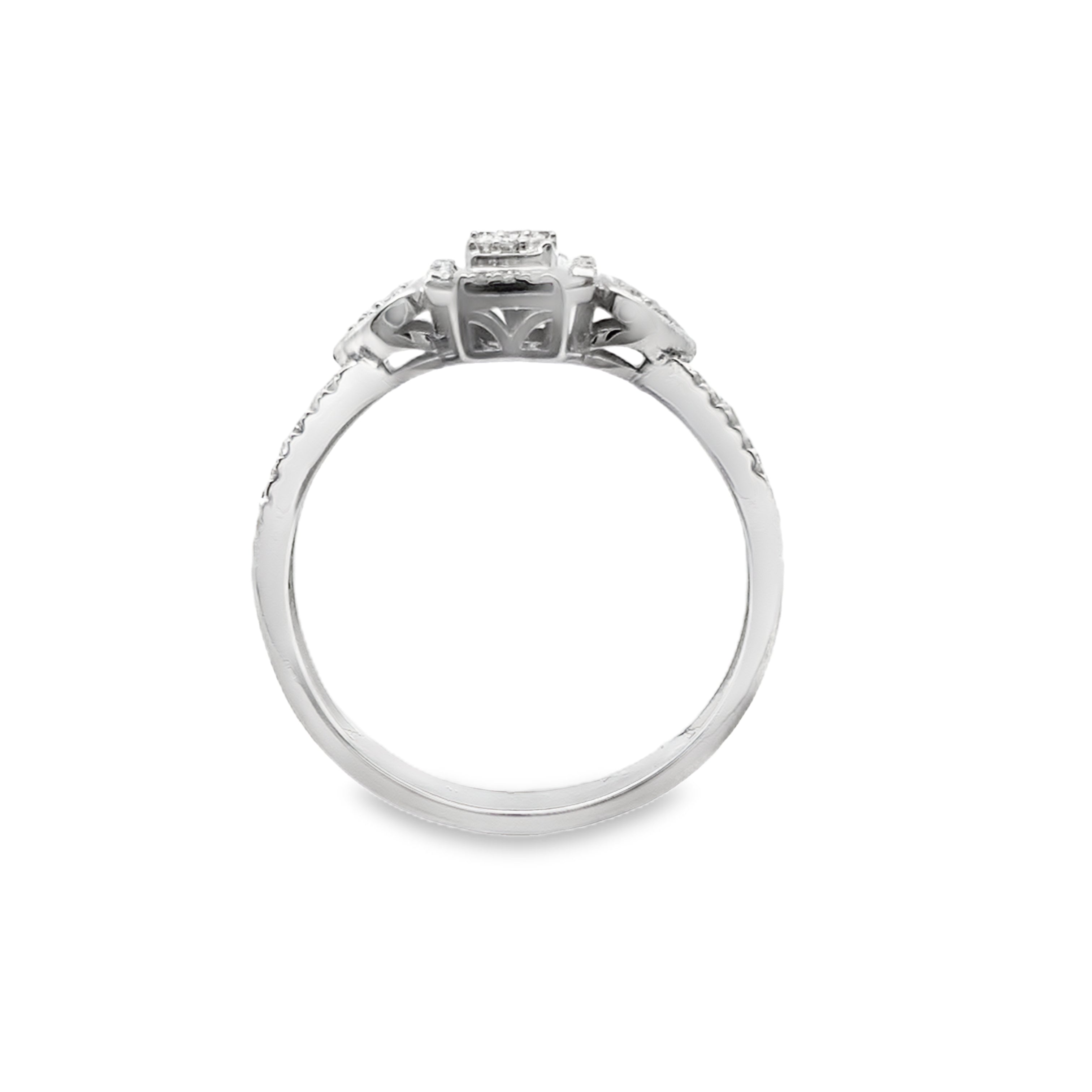 0.20Ct 14K White Gold Diamond Engagement Ring Size 7 1.6Dwt