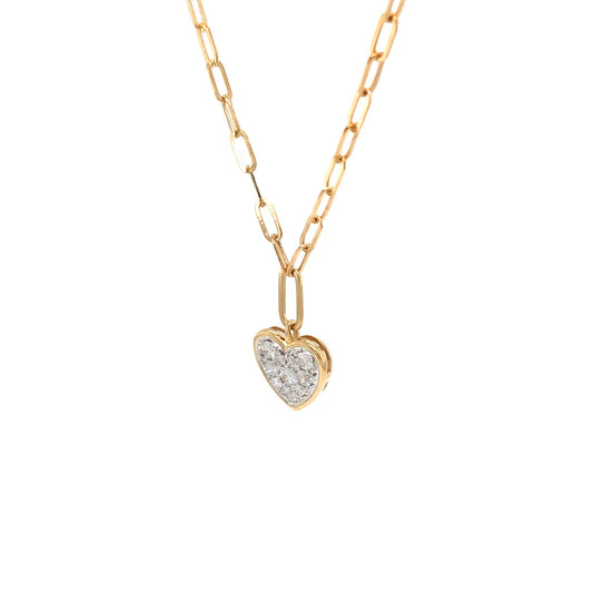 (Uj2)0.36Ctw 14K Yellow Gold Diamond Heart Necklace 18In 3.1