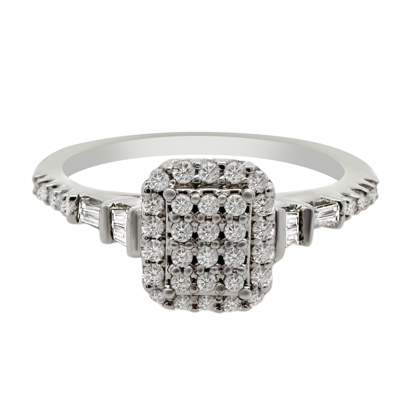 0.30Ctw 14K White Gold Diamond Engagement Ring Size 7 1.9Dwt