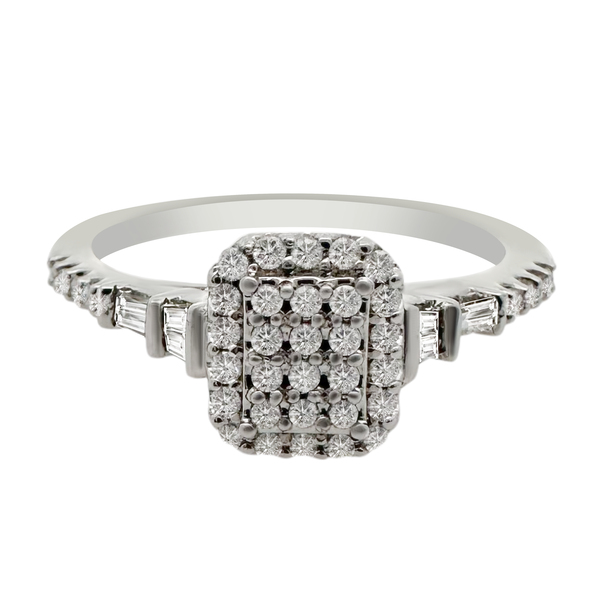 0.30Ctw 14K White Gold Diamond Engagement Ring Size 7 1.9Dwt