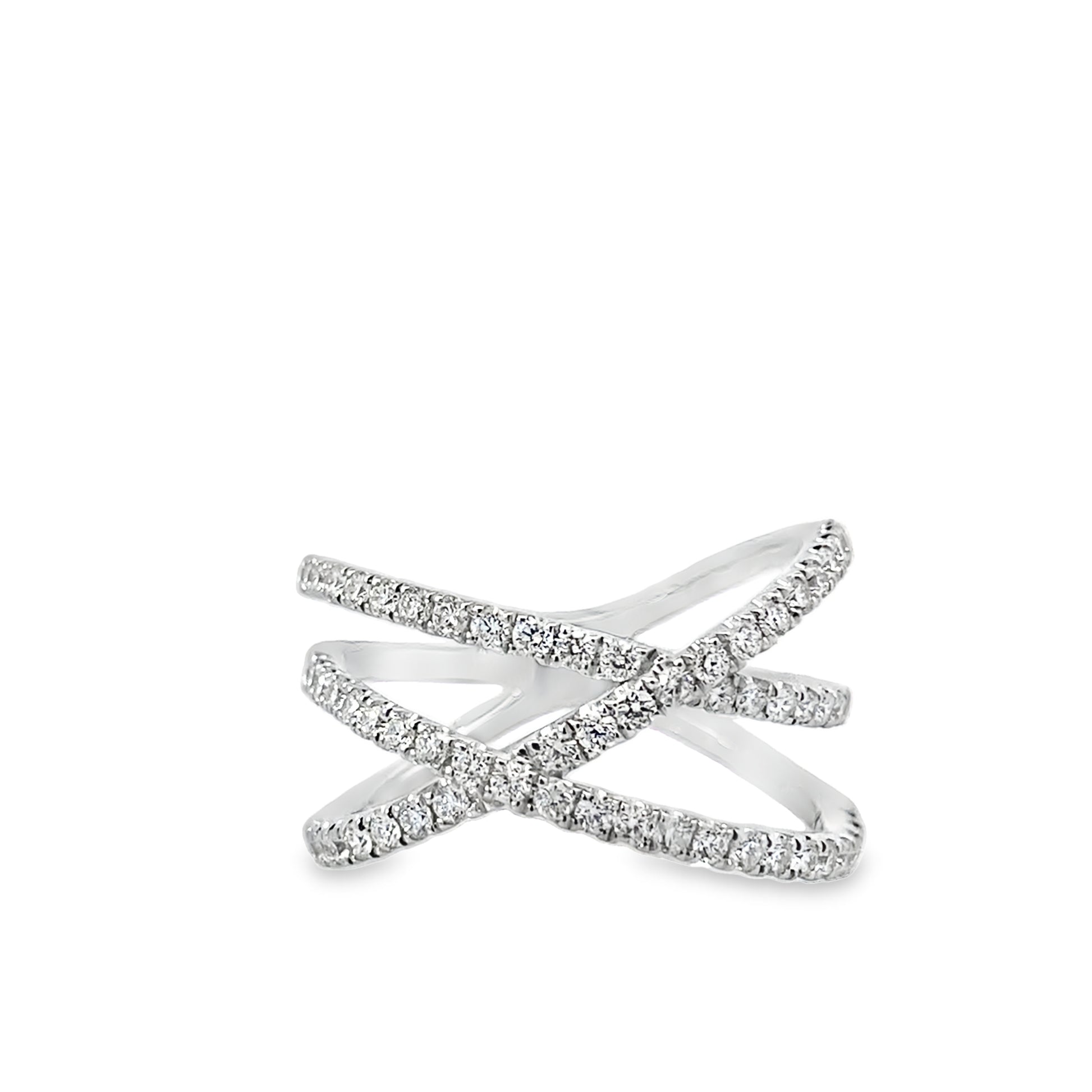 0.78Ctw 14K White Gold Diamond Fashion Ring Size 7 3.0Dwt