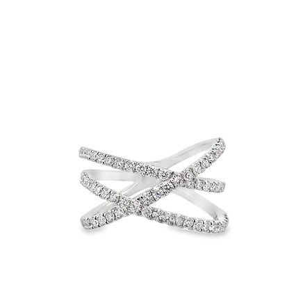 0.78Ctw 14K White Gold Diamond Fashion Ring Size 7 3.0Dwt
