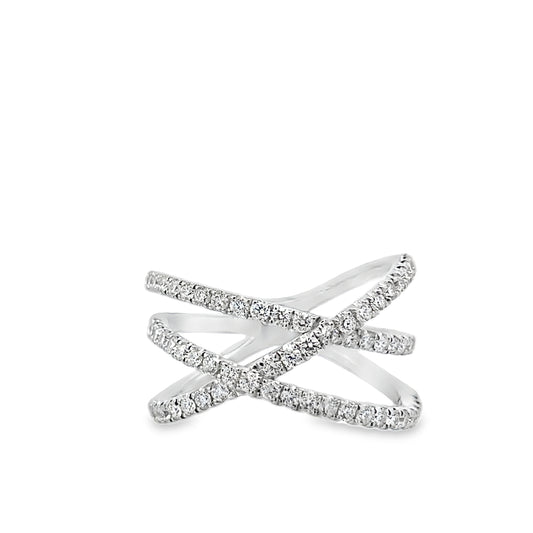 0.78Ctw 14K White Gold Diamond Fashion Ring Size 7 3.0Dwt