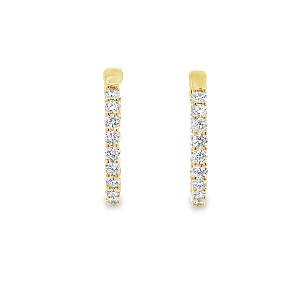 3.00Ctw 14K Yellow Gold Inside Out Lab Grown Diamond Hoop Earrings 6.0Dwt