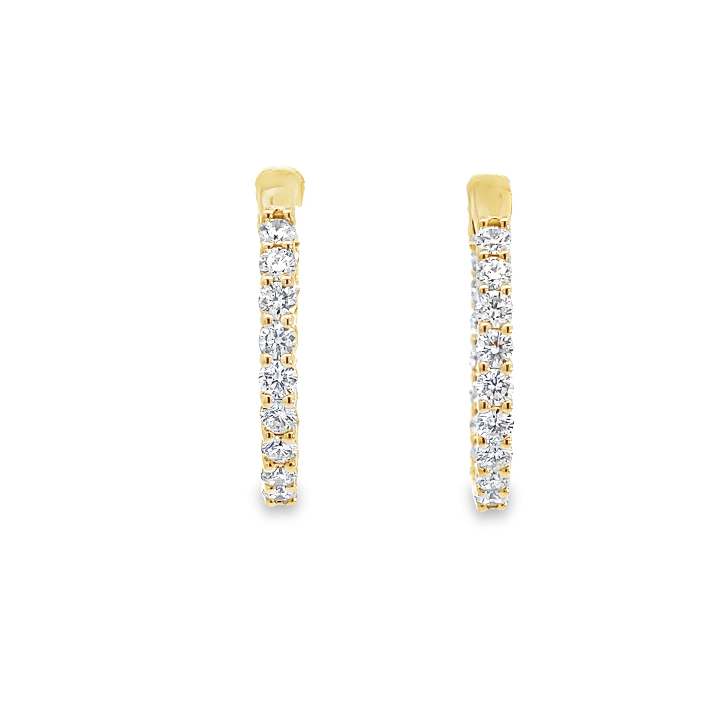 3.00Ctw 14K Yellow Gold Inside Out Lab Grown Diamond Hoop Earrings 6.0Dwt