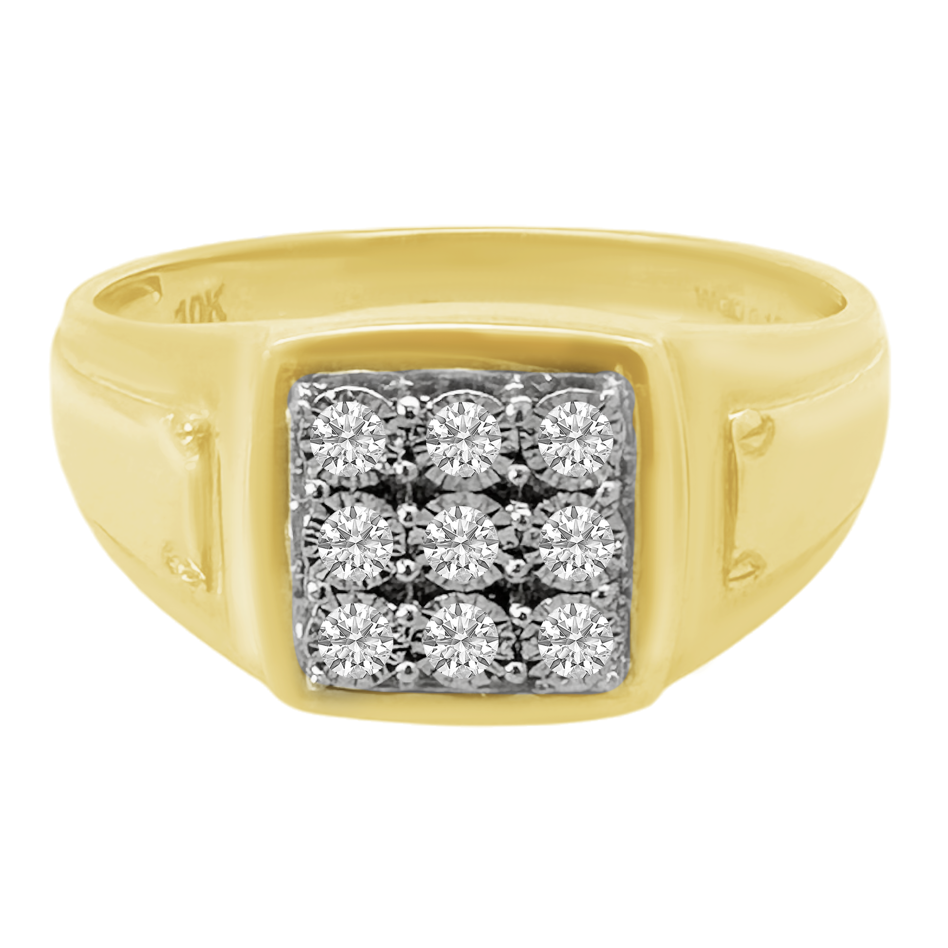 0.15Ct Yellow Gold  Mens Diamond Fashion Rings Size 10 2.2Dwt