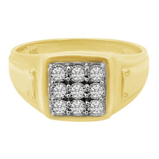 0.15Ct Yellow Gold  Mens Diamond Fashion Rings Size 10 2.2Dwt