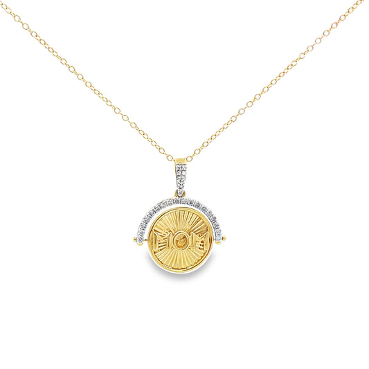 0.25Ctw 14K Yellow Gold "Mom" Diamond Necklace 20In 2.4Dwt