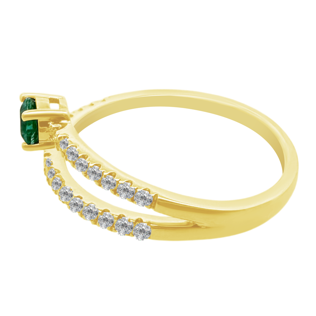 0.23Emrd 0.19 Dird 14K Yellow Gold Emerald & Dia Ring Size 7 1.3Dwt