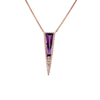 0.26Ctw Diamond & 1.66Ctw Amethyst 14K Rose Gold Necklace 18In 2.9Dwt