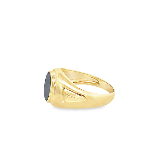 10K Yellow Gold Onyx Fashion Ring Mens Size 12 3.5Dwt