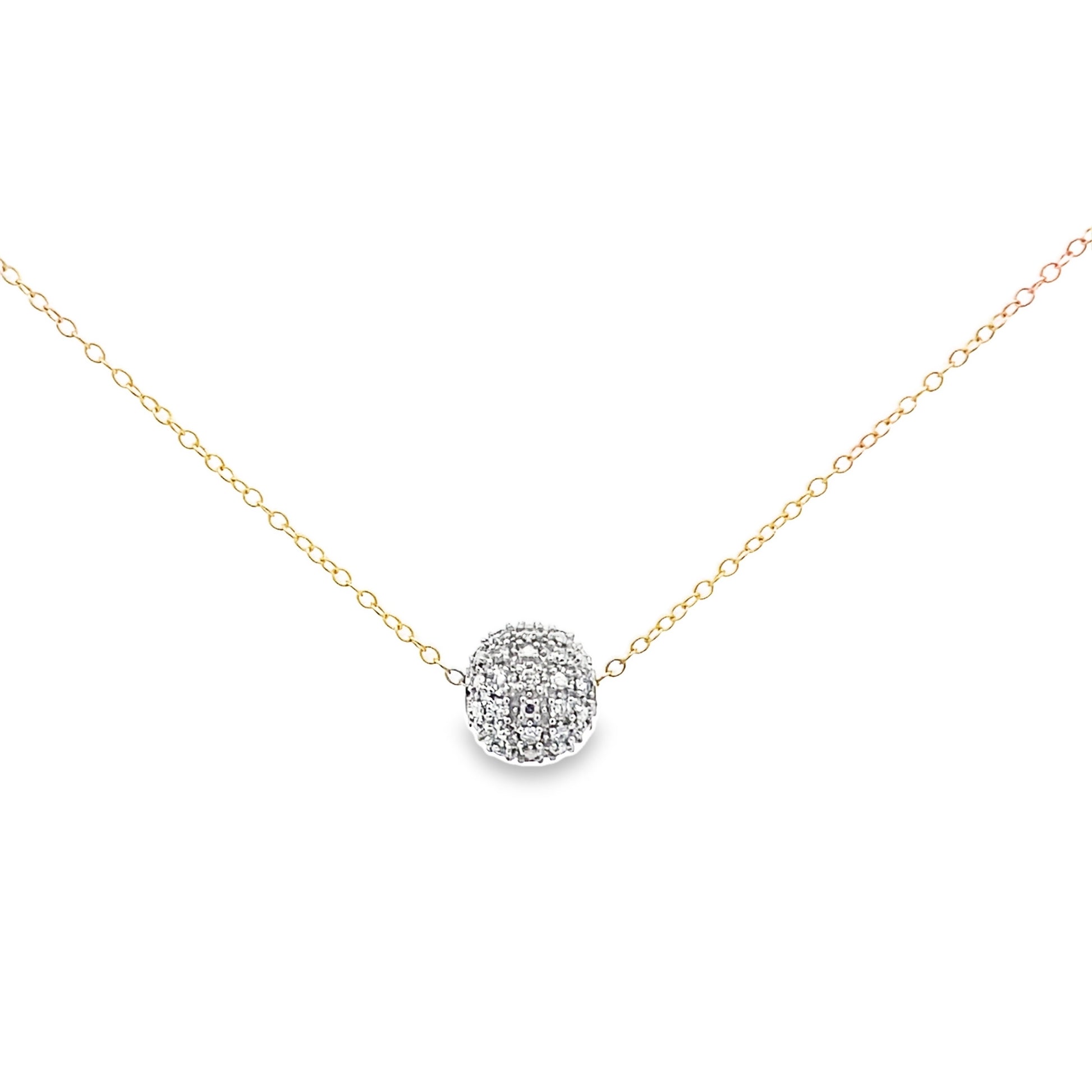 0.25Ctw 14K Yellow Gold Diamond Bead Necklace 18In 1.7Dwt