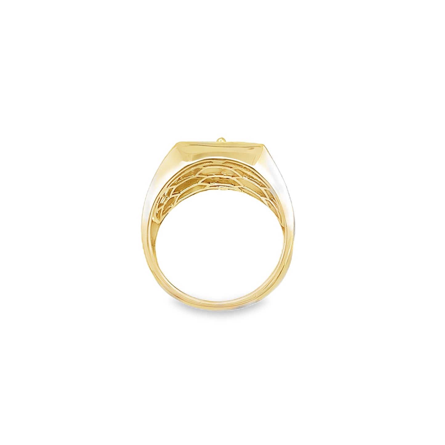 10K Yellow Gold Mason Onyx W/Cz Mens Ring Size 11 5.6Dwt