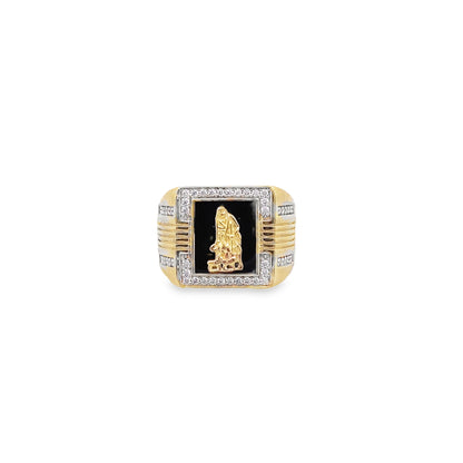 10K Yellow Gold San Lazaro Onyx W/Cz Mens Ring Size 11 7.4Dwt