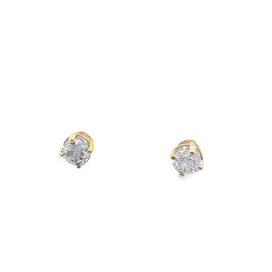 0.75Ctw 14K Yellow Gold Round Diamond Solitaire Earrings