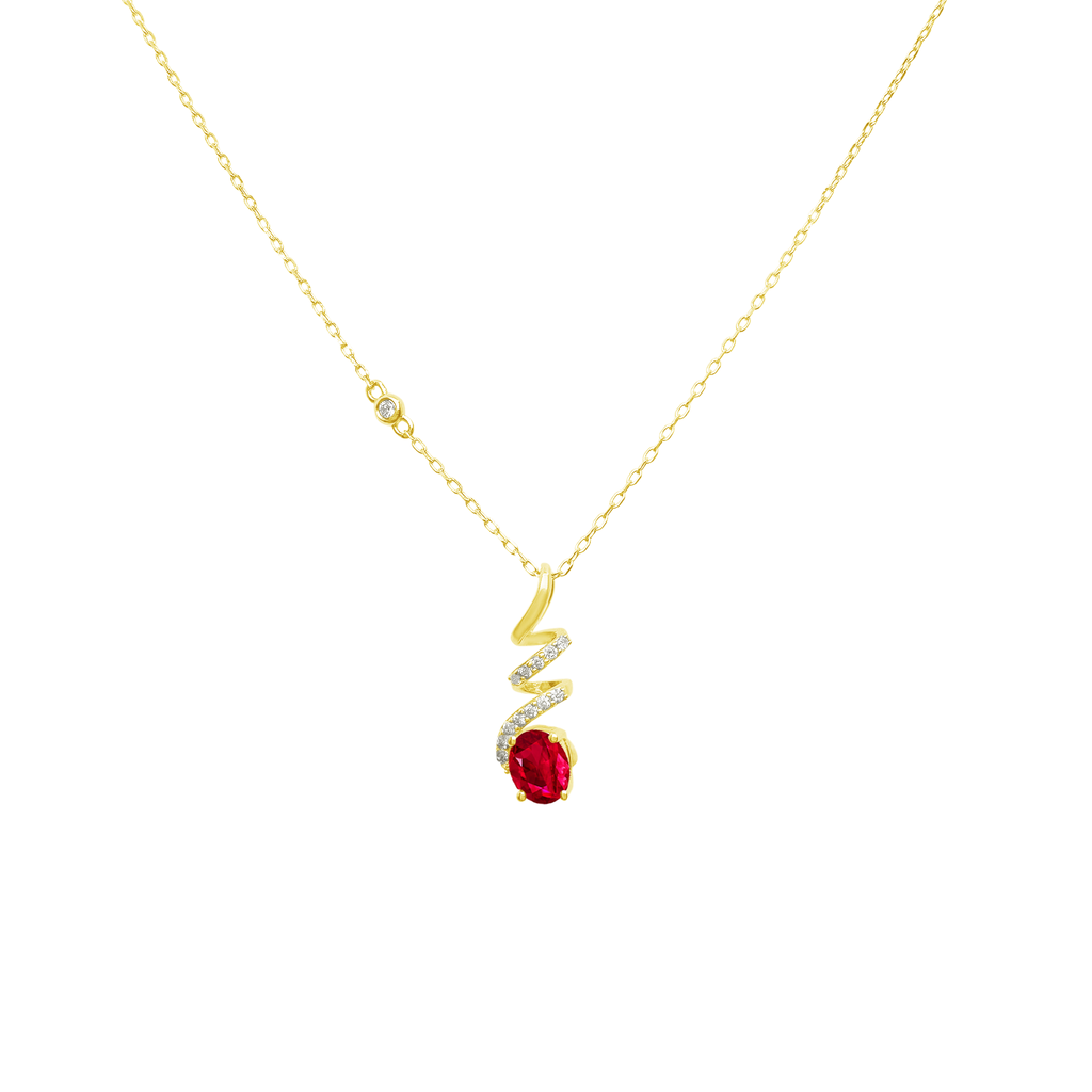 0.07Ct Dia 0.42Ct Ru 14K Yellow Gold Ruby Pendant Necklace 18In 1.1Dwt