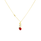 0.07Ct Dia 0.42Ct Ru 14K Yellow Gold Ruby Pendant Necklace 18In 1.1Dwt