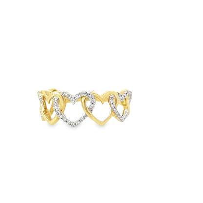 0.15Ctw 10K Yellow Gold Diamond Ladies Fashion Ring Size 7 1.1Dwt