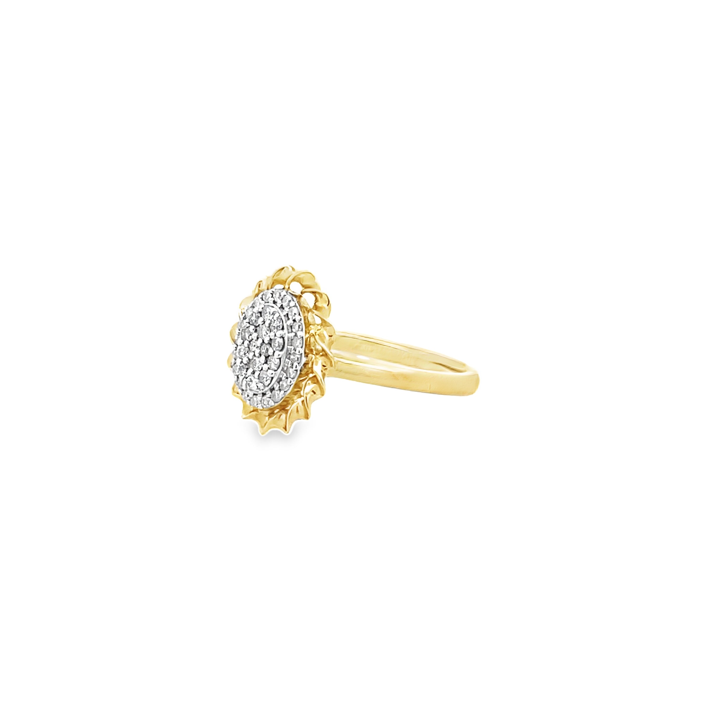 0.25Ctw 10K Yellow Gold Diamond Fashion Ring Size 7 1.8Dwt