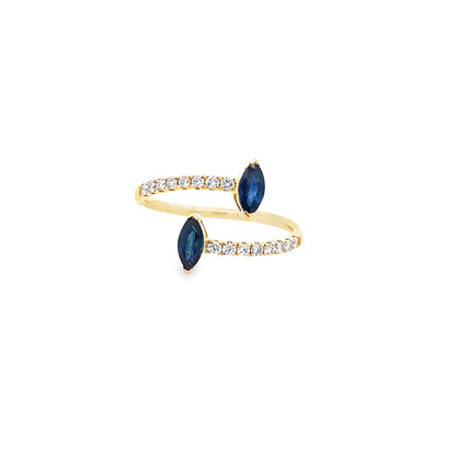 0.68Ctw Samq/0.22Ctw Dird 14K Yellow Gold Dia & Sapphires Ring Size 7 1.2Dwt