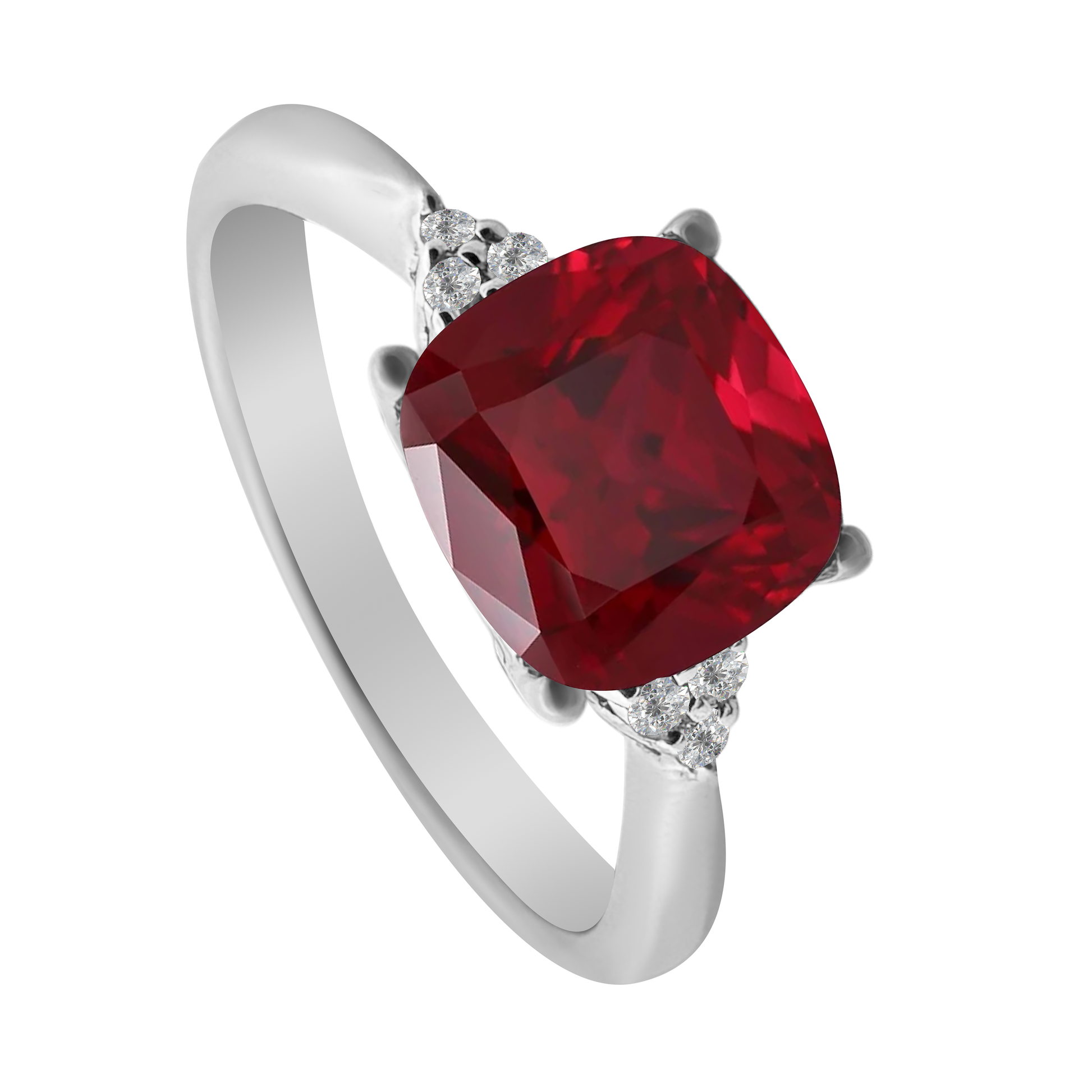1.96 Gacu 0.05 Dird 14K White Gold Garnet & Dia Ring Size 7 2.3Dwt