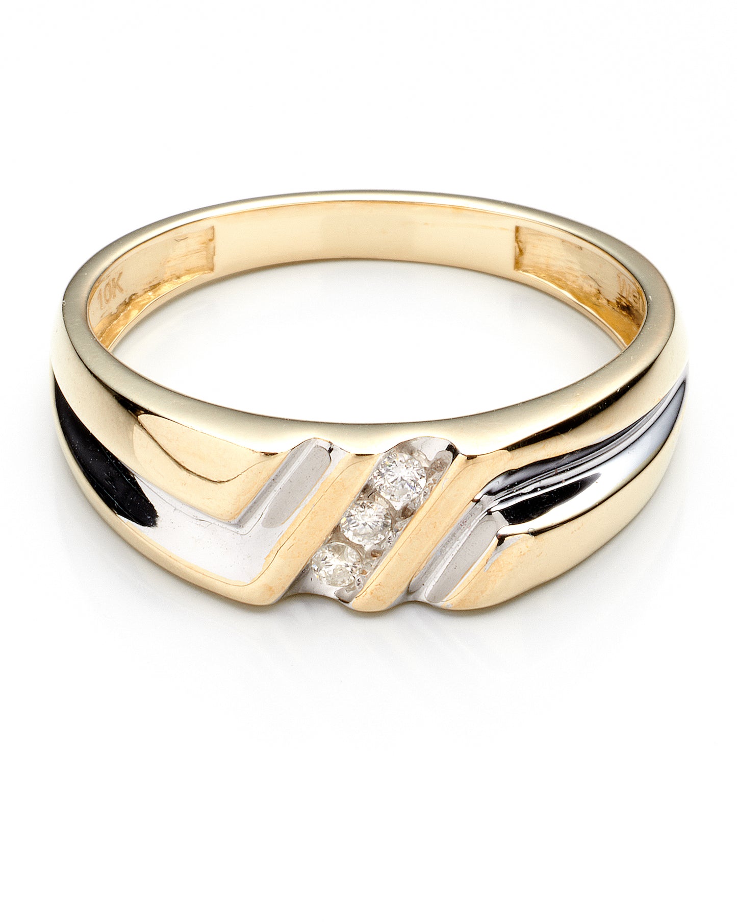 0.07Ctw 10K Two Tone Diamond Wedding Band Size 10 2.4Dwt