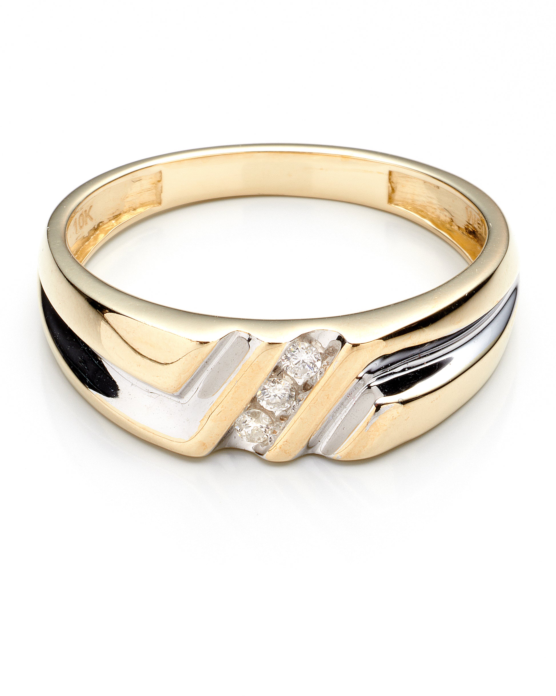 0.07Ctw 10K Two Tone Diamond Wedding Band Size 10 2.4Dwt
