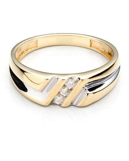 0.07Ctw 10K Two Tone Diamond Wedding Band Size 10 2.4Dwt
