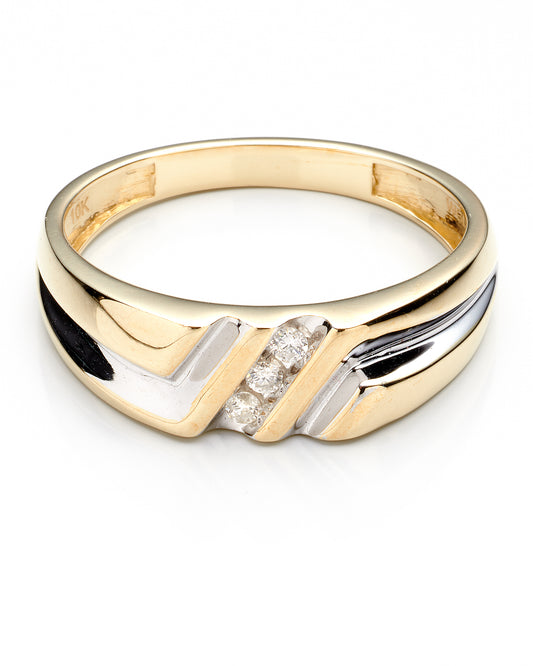 0.07Ctw 10K Two Tone Diamond Wedding Band Size 10 2.4Dwt