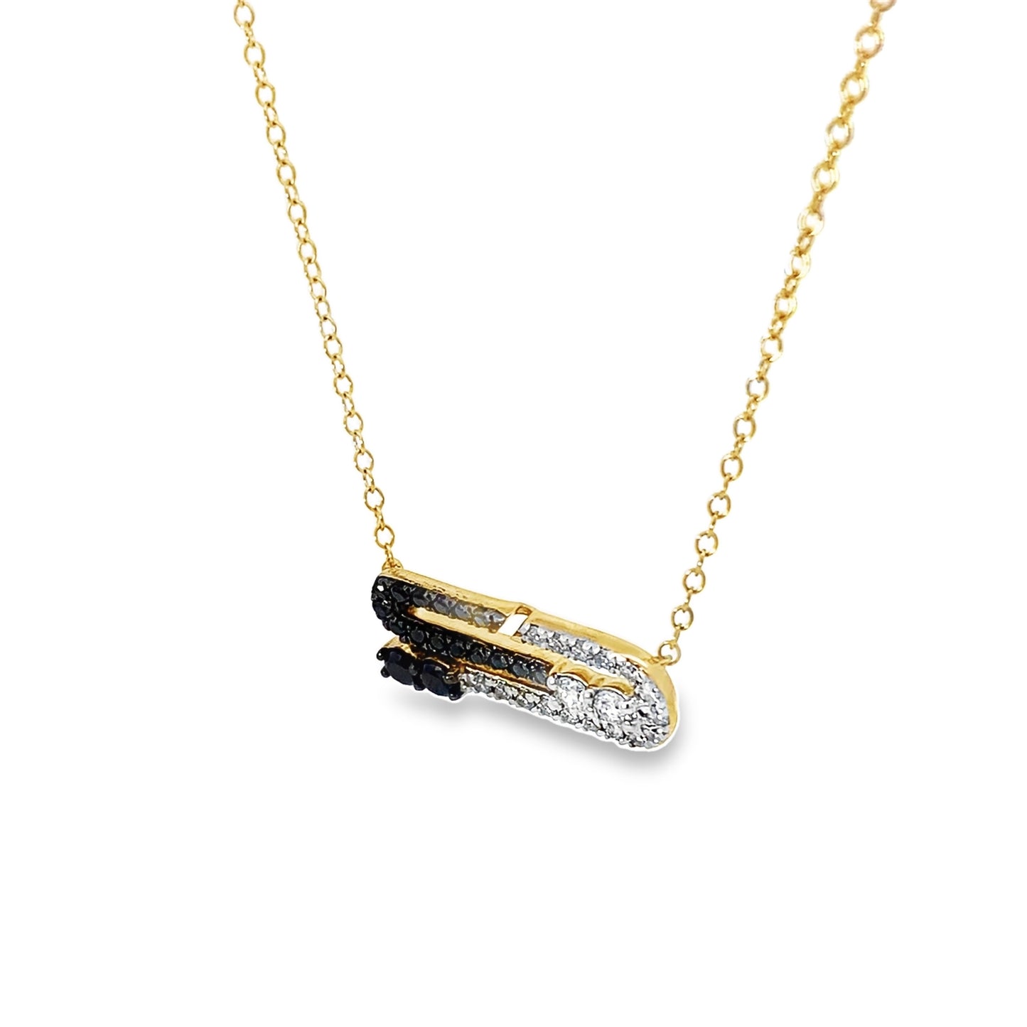 0.50Ctw 14K Yellow Gold Diamond Paperclip Necklace 18In 1.7Dwt